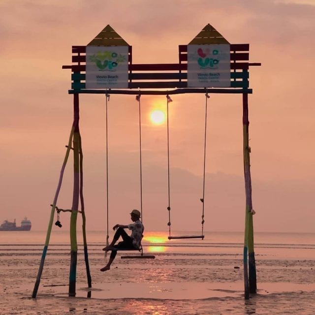 Swing in the Sea at Pantai Viovio